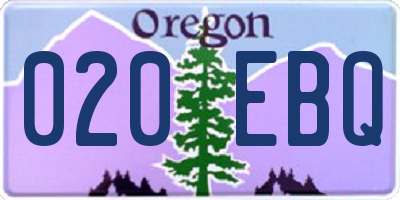 OR license plate 020EBQ
