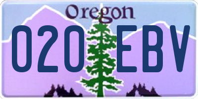 OR license plate 020EBV