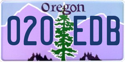 OR license plate 020EDB