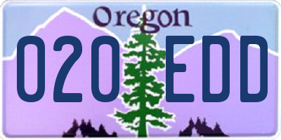 OR license plate 020EDD