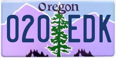 OR license plate 020EDK