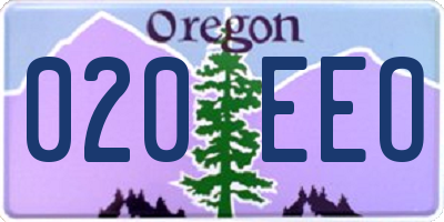 OR license plate 020EEO