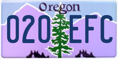 OR license plate 020EFC