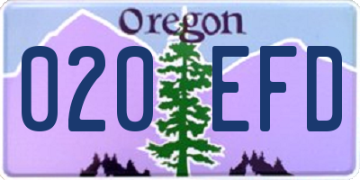 OR license plate 020EFD