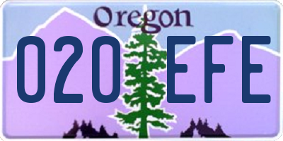 OR license plate 020EFE