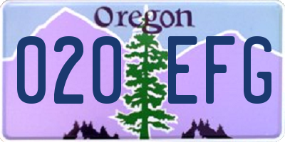 OR license plate 020EFG