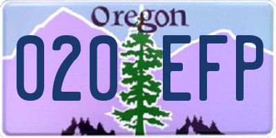 OR license plate 020EFP