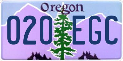 OR license plate 020EGC