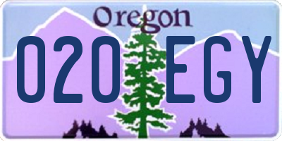 OR license plate 020EGY