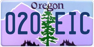 OR license plate 020EIC