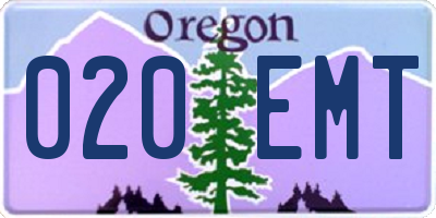 OR license plate 020EMT