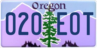OR license plate 020EOT