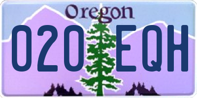 OR license plate 020EQH