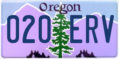 OR license plate 020ERV