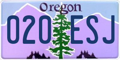 OR license plate 020ESJ