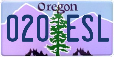 OR license plate 020ESL