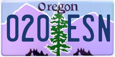 OR license plate 020ESN