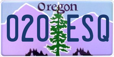 OR license plate 020ESQ