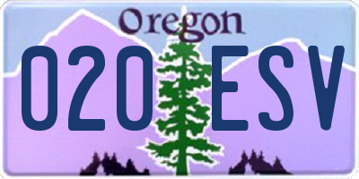 OR license plate 020ESV