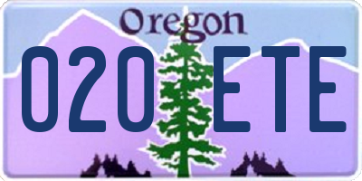 OR license plate 020ETE