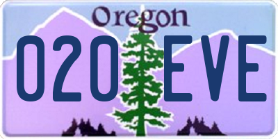 OR license plate 020EVE
