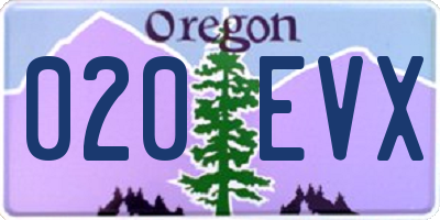 OR license plate 020EVX