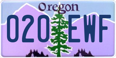 OR license plate 020EWF