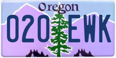 OR license plate 020EWK
