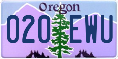 OR license plate 020EWU