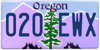 OR license plate 020EWX