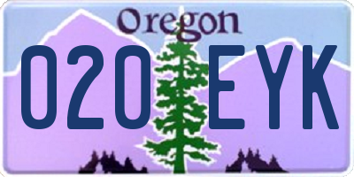OR license plate 020EYK