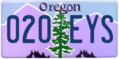 OR license plate 020EYS