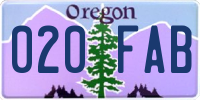 OR license plate 020FAB