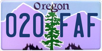 OR license plate 020FAF