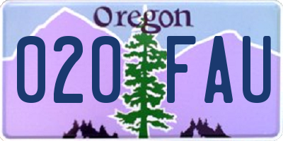 OR license plate 020FAU