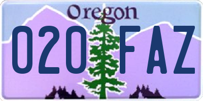 OR license plate 020FAZ