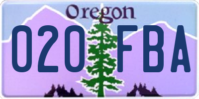 OR license plate 020FBA