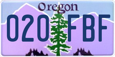 OR license plate 020FBF