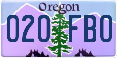 OR license plate 020FBO