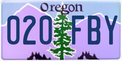 OR license plate 020FBY