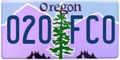 OR license plate 020FCO