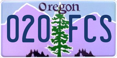 OR license plate 020FCS