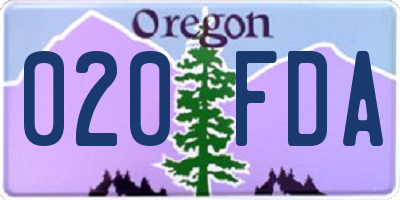 OR license plate 020FDA