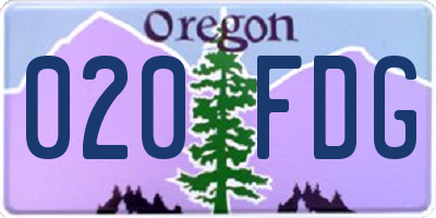 OR license plate 020FDG