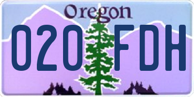 OR license plate 020FDH