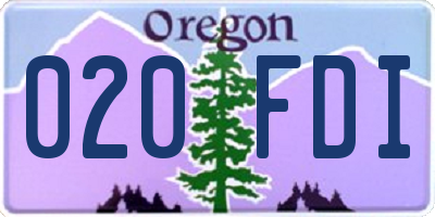 OR license plate 020FDI