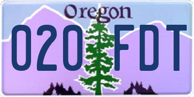 OR license plate 020FDT
