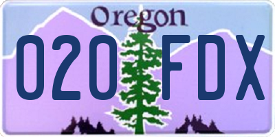 OR license plate 020FDX