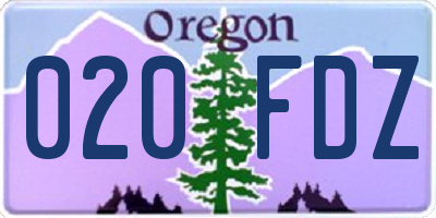 OR license plate 020FDZ
