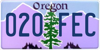 OR license plate 020FEC